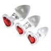 Red Heart Gem Glass Anal Plug Set