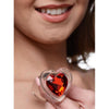 Red Heart Gem Glass Anal Plug - Medium