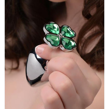 Booty Sparks Lucky Clover Gem Anal Plug Large Silver