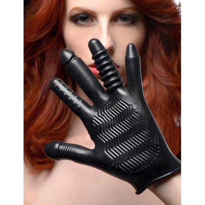 Pleasure Poker Textured Glove Black