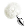 White Fluffy Bunny Tail Anal Plug