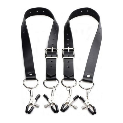 Spread Labia Spreader Straps with Clamps Black