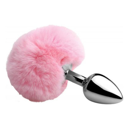 Fluffy Bunny Tail Anal Metal Butt Plug Pink