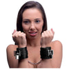 Locking Padded Wrist Cuffs With Chain Black