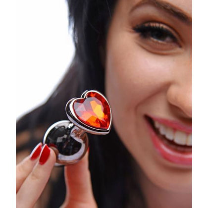 Crimson Tied Scarlet Heart Shaped Jewel Anal Plug