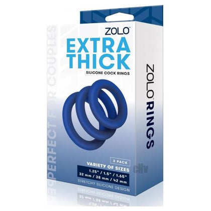 Zolo Extra Thick Silicone Cock Rings - Blue Pack Of 3