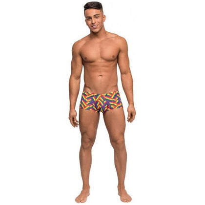 Pride Fest Contoured Pouch Mini Shorts Rainbow Lg