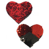 Pastease Double Sequin Hearts Red Black Pasties O/S