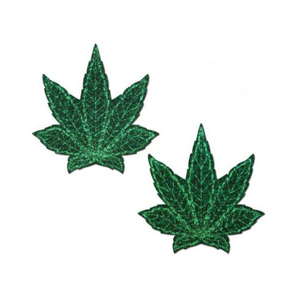 Pastease Glitter Marijuana Leaf Green Pasties O/S