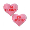 Pastease I'm Horny Heart Pasties Pink Red O/S