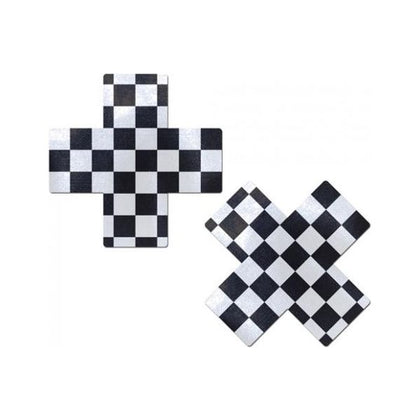 Pastease Checker Cross X Black White Pasties O/S