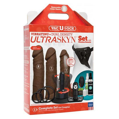 Vac-U-Lock Vibrating Ultraskyn Couples Set with Remote - Brown