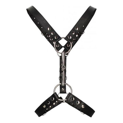 Men's Harness With Metal Bit - Black