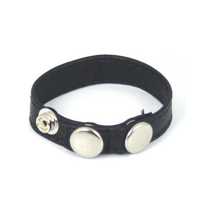 Plain Joe Sewn Leather Cock Ring with Snaps Black