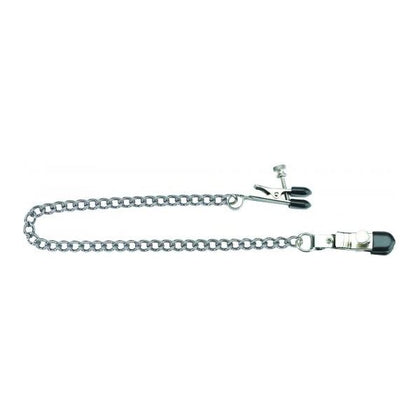 Adjustable Broad Tip Nipple Clamps With Loop And Link Chain Silver