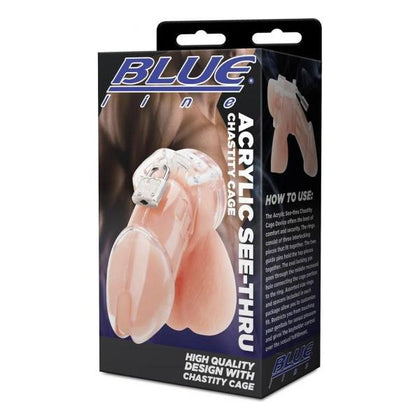 Blue Line Acrylic See-thru Chastity Cage - Clear