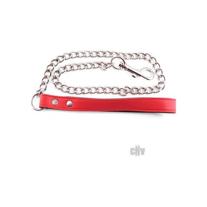 Rouge Leather Handle Chain Lead Leash Red