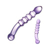 Purple Rain Ribbed Glass Dildo