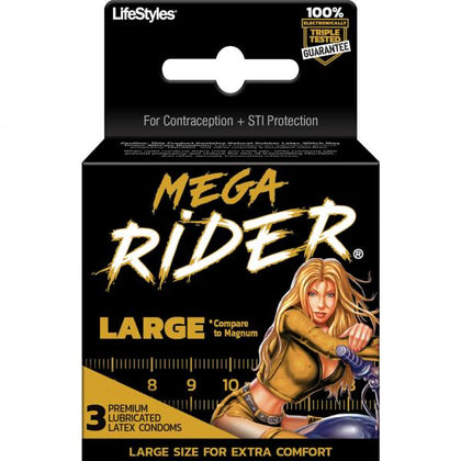 Lifestyles Mega Rider Large Latex Condoms 3 Pack