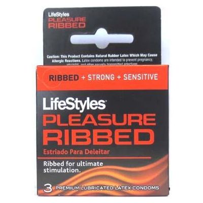 Lifestyles Condom Ribbed Pleasure Lubricated 3 Pack