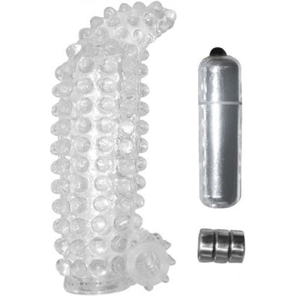 Studded Cock Teaser Penis Extension With Bullet Vibrator Clear