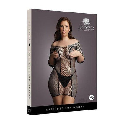 Shots Le Desir Duo Net Sleeved Mini Dress Black Osx