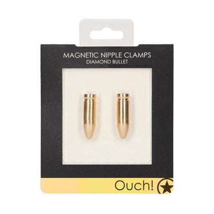 Ouch Magnetic Nipple Clamps - Diamond Bullet - Gold