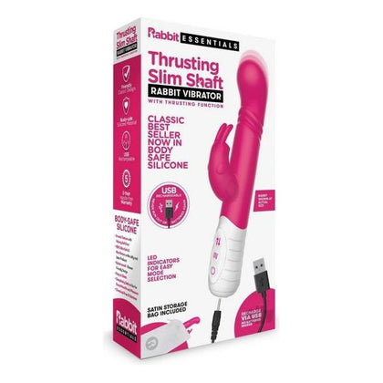 Rabbit Essentials Thrusting Slim Shaft Rabbit Vibrator Pink