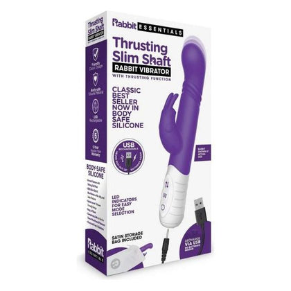 Rabbit Essentials Thrusting Slim Shaft Rabbit Vibrator Purple