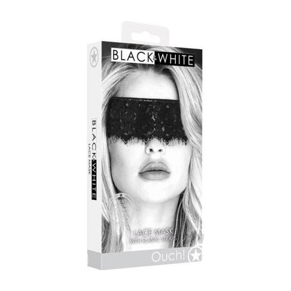 Ouch! Black & White Lace Mask With Elastic Straps Black