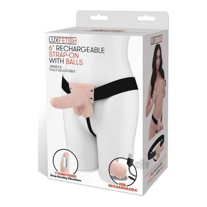 Lux F Recharge Strap On W/balls 6 Flesh