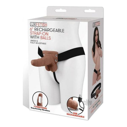 Lux F Recharge Strap On W/balls 6 Brown