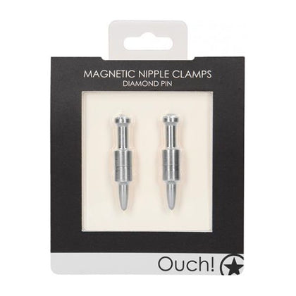 Shots Ouch Diamond Pin Magnetic Nipple Clamps - Silver