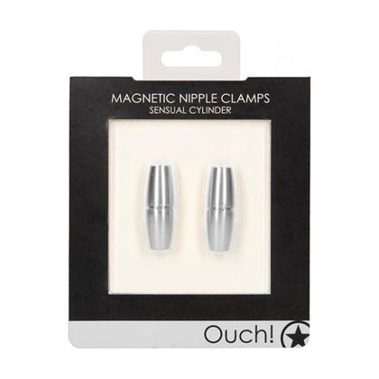 Shots Ouch Sensual Cylinder Magnetic Nipple Clamps - Silver