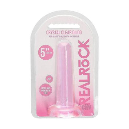 Realrock Crystal Clear Non-realistic Dildo With Suction Cup 5.3 In. Pink