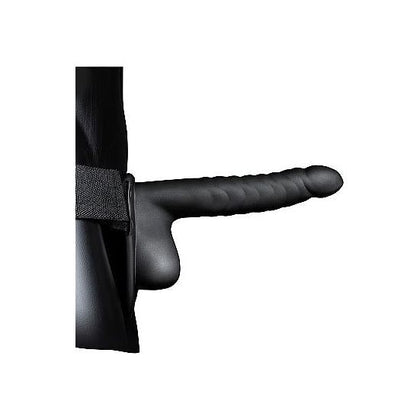 Ouch! Ribbed Hollow Strap-on With Balls 8 In. Black