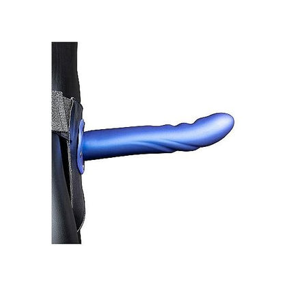 Ouch! Textured Curved Hollow Strap-on 8 In. Metallic Blue