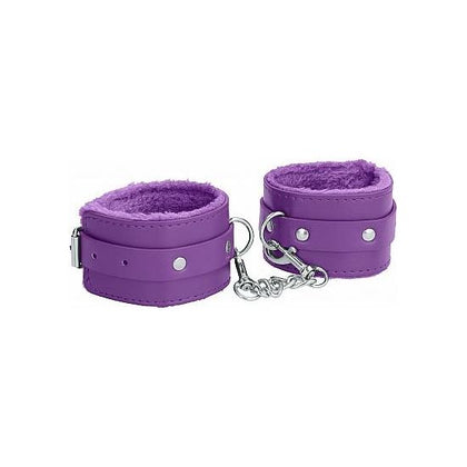 Ouch! Plush Leather Handcuffs Purple