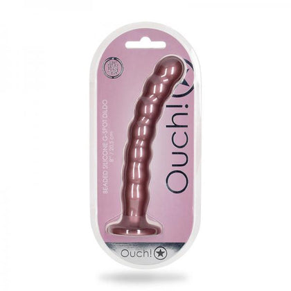 Shots Ouch! Beaded Silicone 8 In. G-spot Dildo Rose Gold