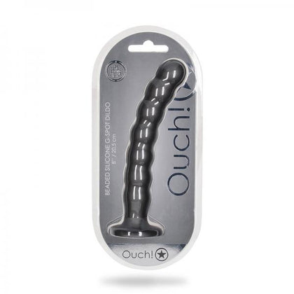 Shots Ouch! Beaded Silicone 8 In. G-spot Dildo Gunmetal