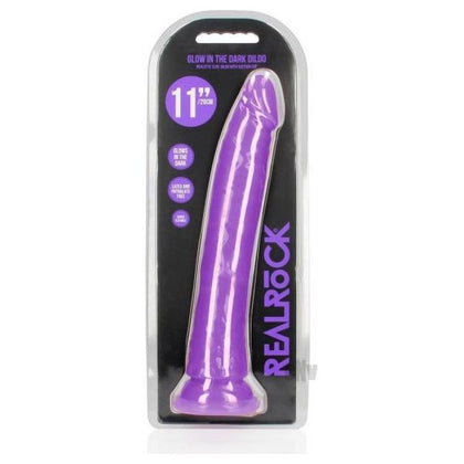 Realrock Glow In The Dark Slim 11 In. Dildo Neon Purple