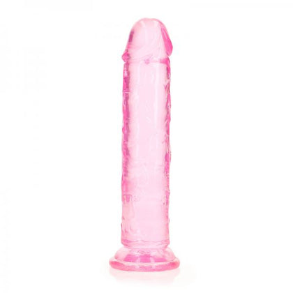 Realrock Crystal Clear Straight 7 In. Dildo Without Balls Pink