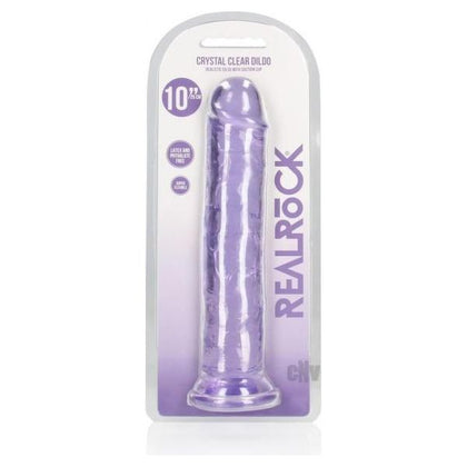 Realrock Crystal Clear Straight 10 In. Dildo Without Balls Purple