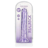 Realrock Crystal Clear Straight 10 In. Dildo Without Balls Purple