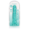 Realrock Crystal Clear Straight 10 In. Dildo Without Balls Turquoise