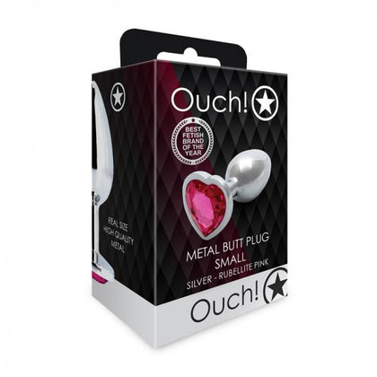 Shots Ouch! Heart Gem Butt Plug Small Silver/rubellite Pink