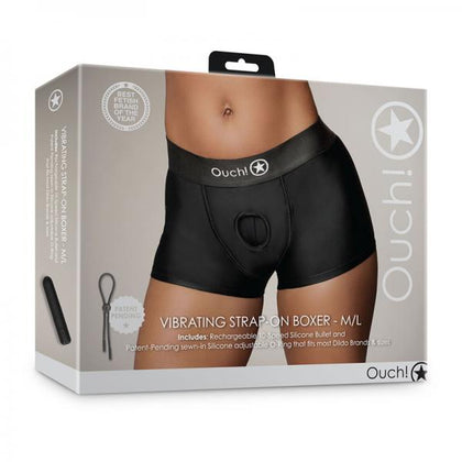 Shots Ouch! Vibrating Strap-on Boxer Black M/l