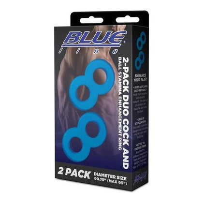 Blue Line Duo Cock And Ball Ring 2pk Blu