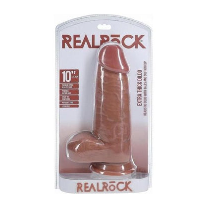 Realrock Extra Thick 10 In. Dildo With Balls Tan