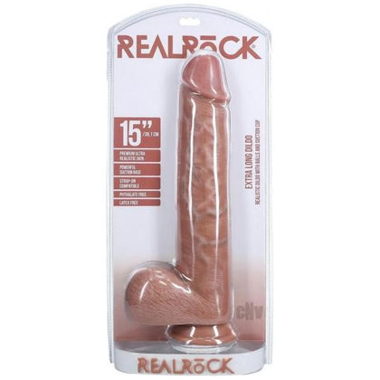 Realrock Extra Long 15 In. Dildo With Balls Tan